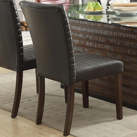 Black Dining Side Chair with Ribbing